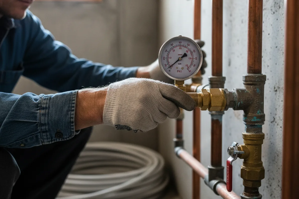 Pressure testing a repaired line during Water Line Repair in Wilmington